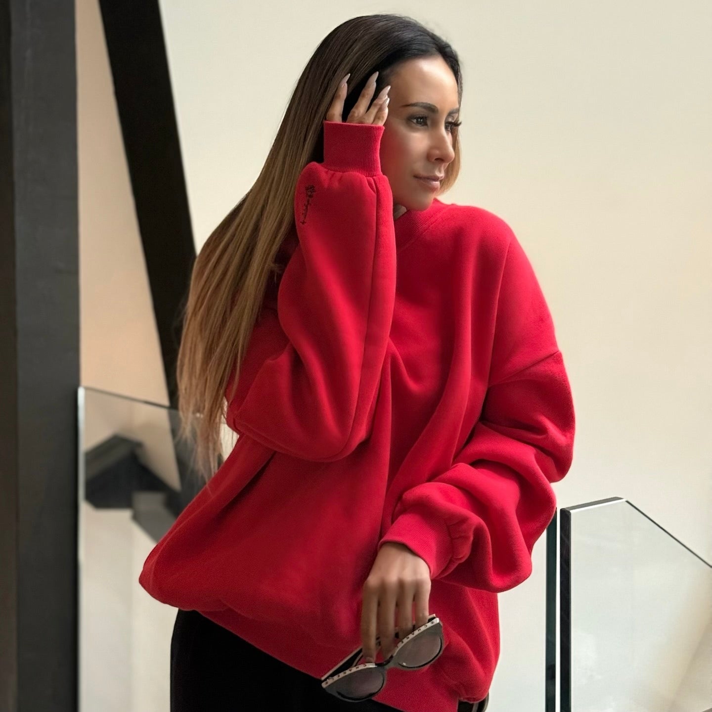 【受注販売】ローズ刺繍ドルマンスリーブスウェット