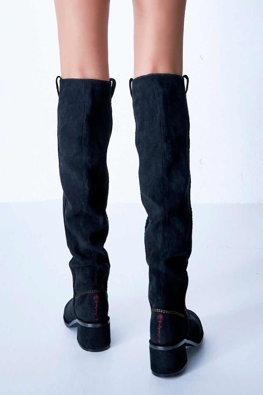 ステッチデザインルーズロングブーツ