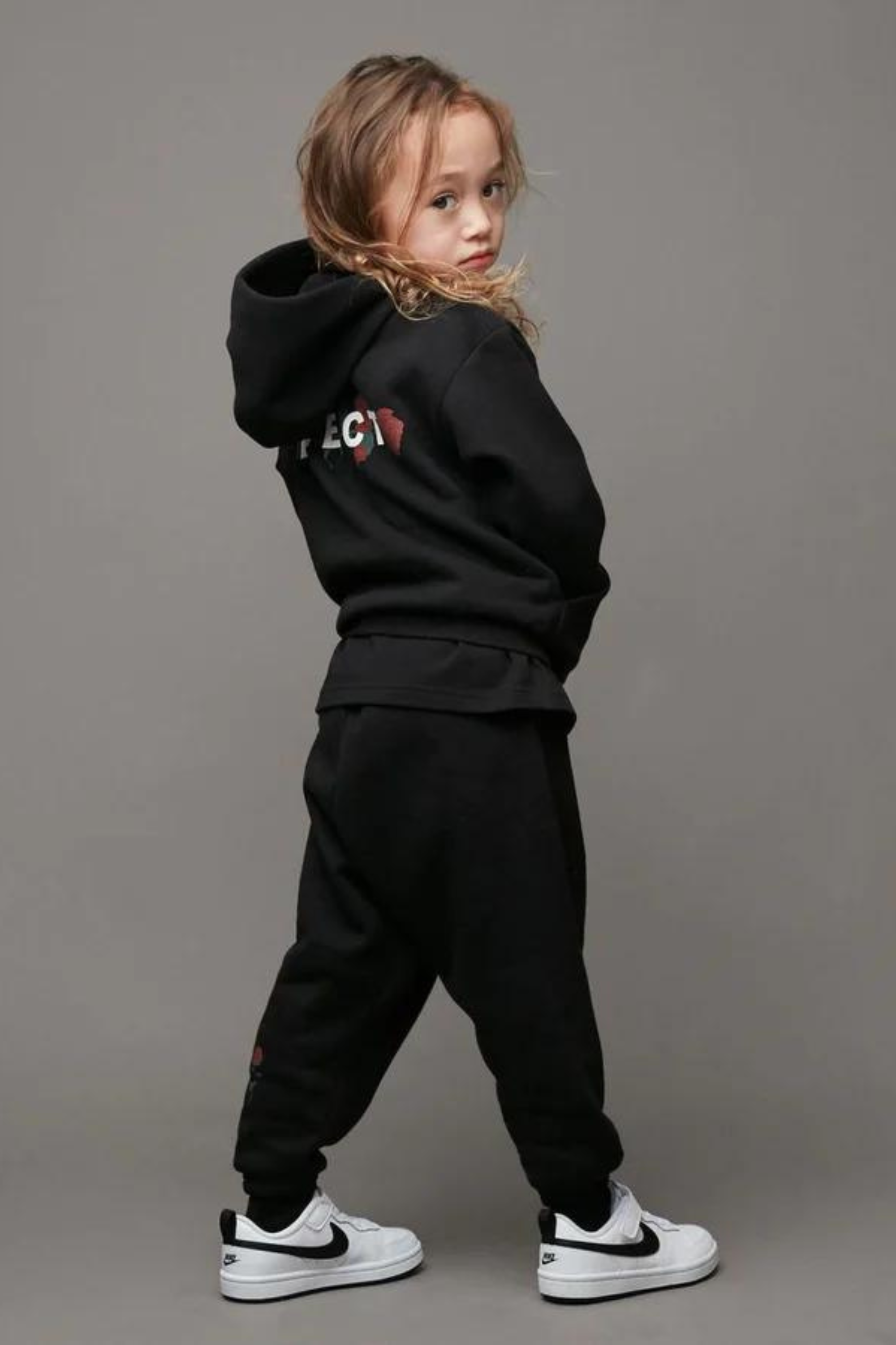 ROSE HOODIE & SWEAT PANTS SET UP(BLK)