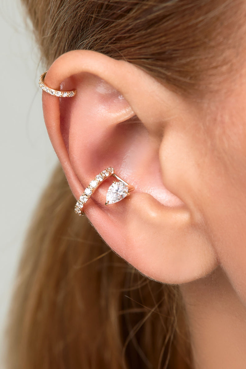 PEAR SHAPED DIAMOND EAR CUFF