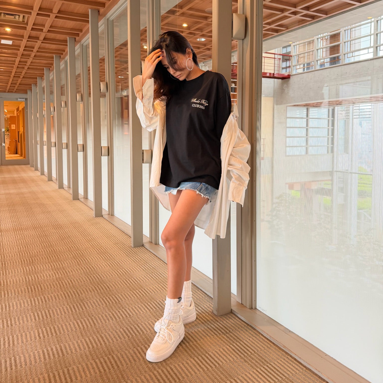AnelaTokyo☆アシメスリットロングTシャツ アドミラル】Admiral ATLA508 2025春夏ウェア（レディース）サイド