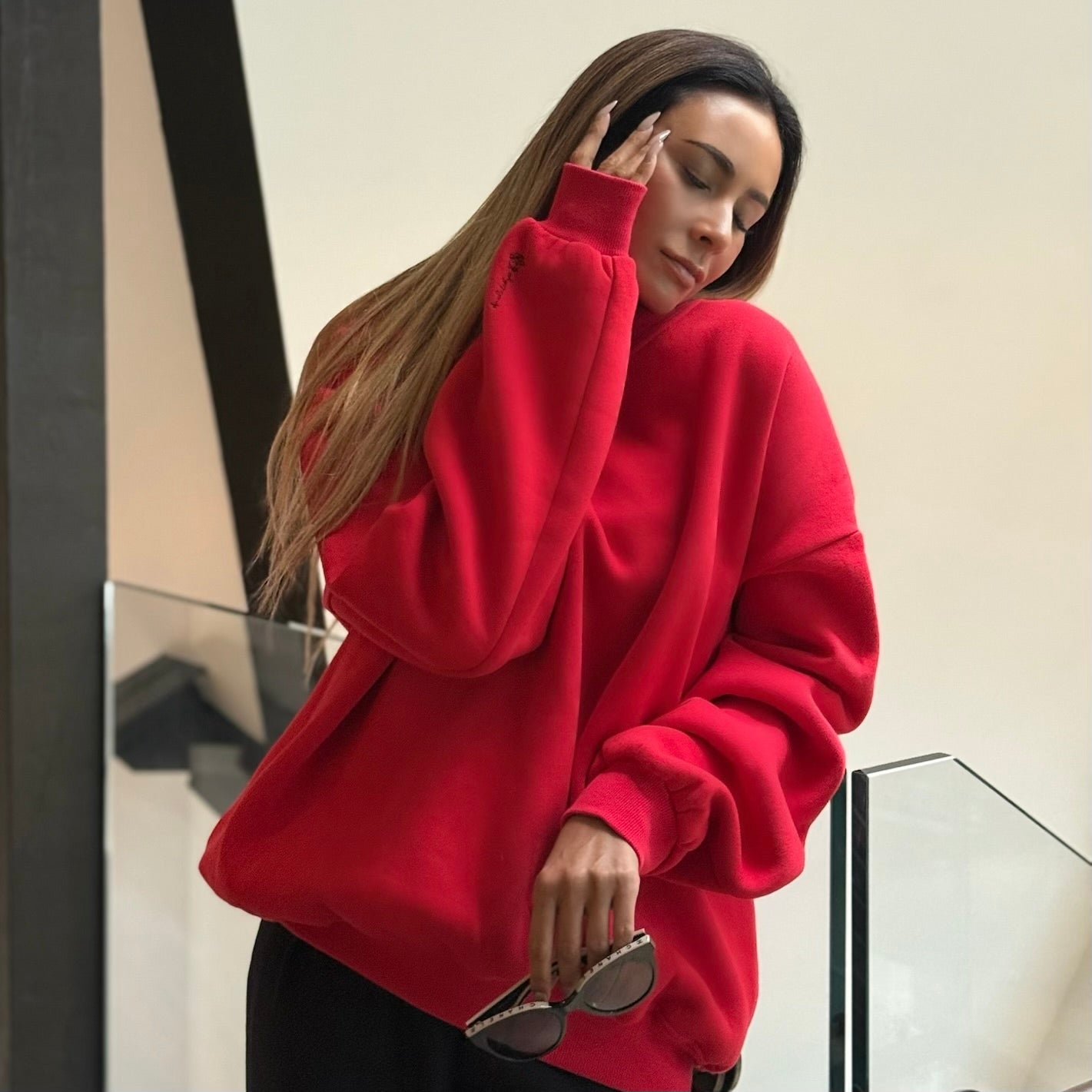 【受注販売】ローズ刺繍ドルマンスリーブスウェット