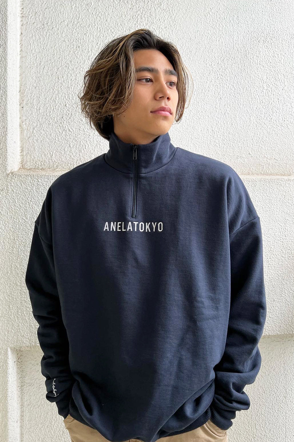 ANELATOKYO LOGOハーフジップアップスウエット