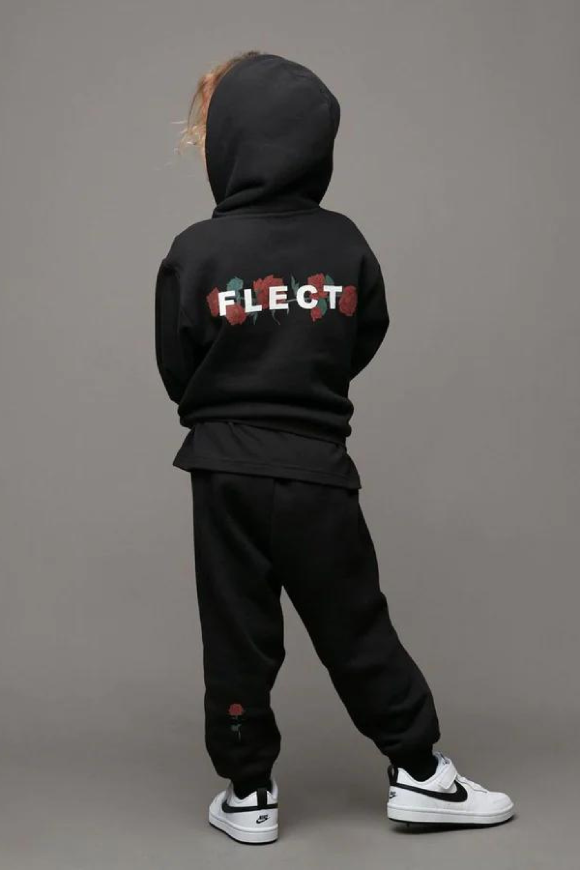 ROSE HOODIE & SWEAT PANTS SET UP(BLK)
